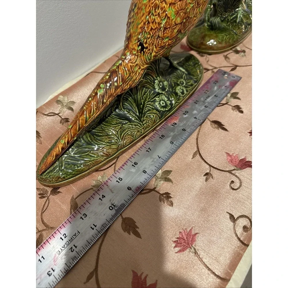 VTG‎ Pair Large Pheasants Holland Mold Male/Female Ceramic MCM Statues Figurine